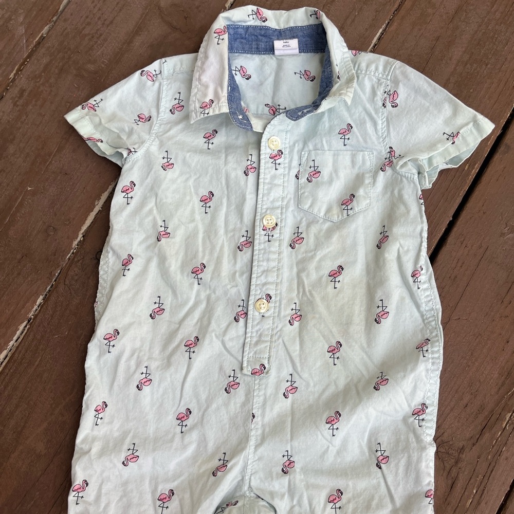 GAP Baby Romper with Pink Flamingo Print
